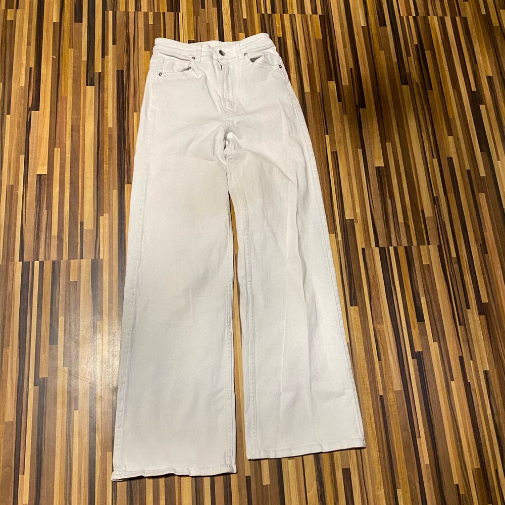 H&M white wide leg jeans